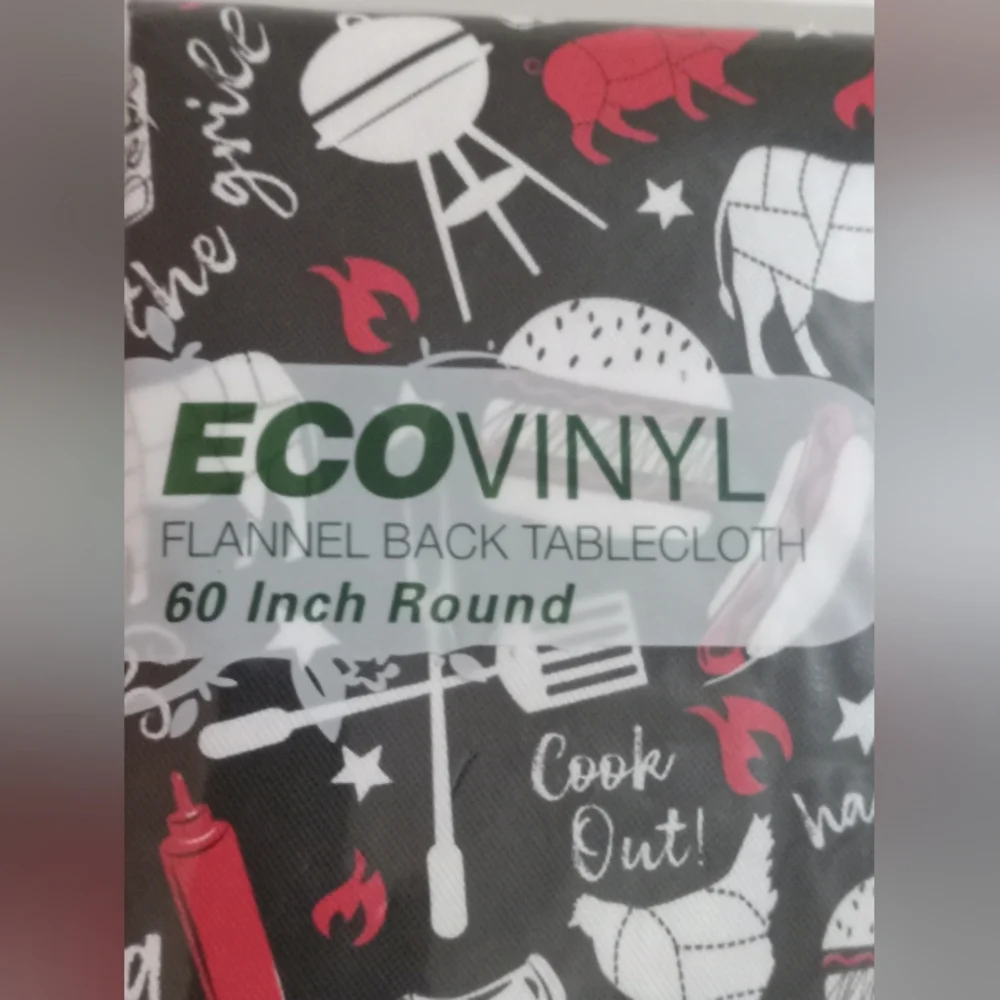 Eco vinyl Flannel-Back Round Tablecloth (New)